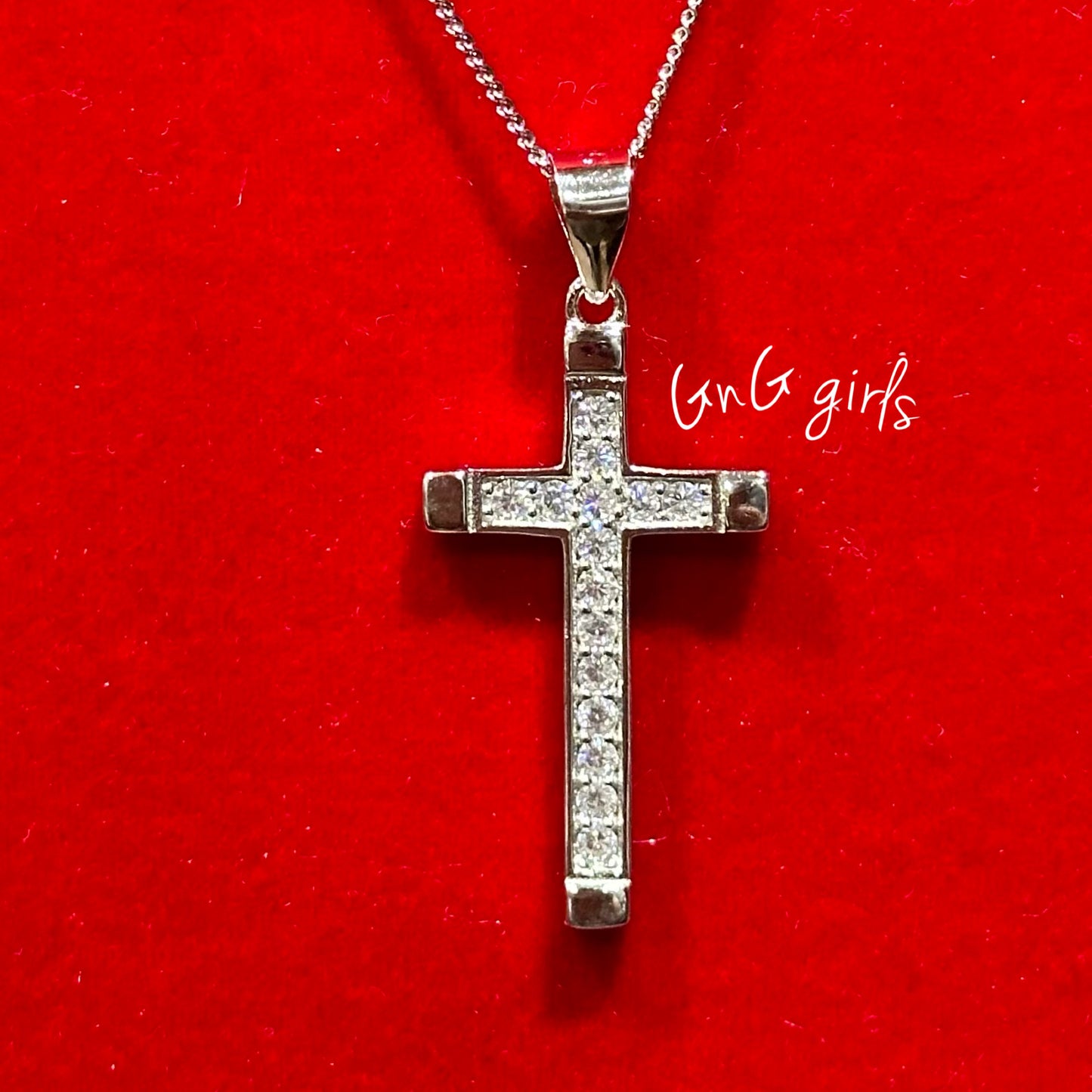 Sterling Silver Crystal Cross Necklace