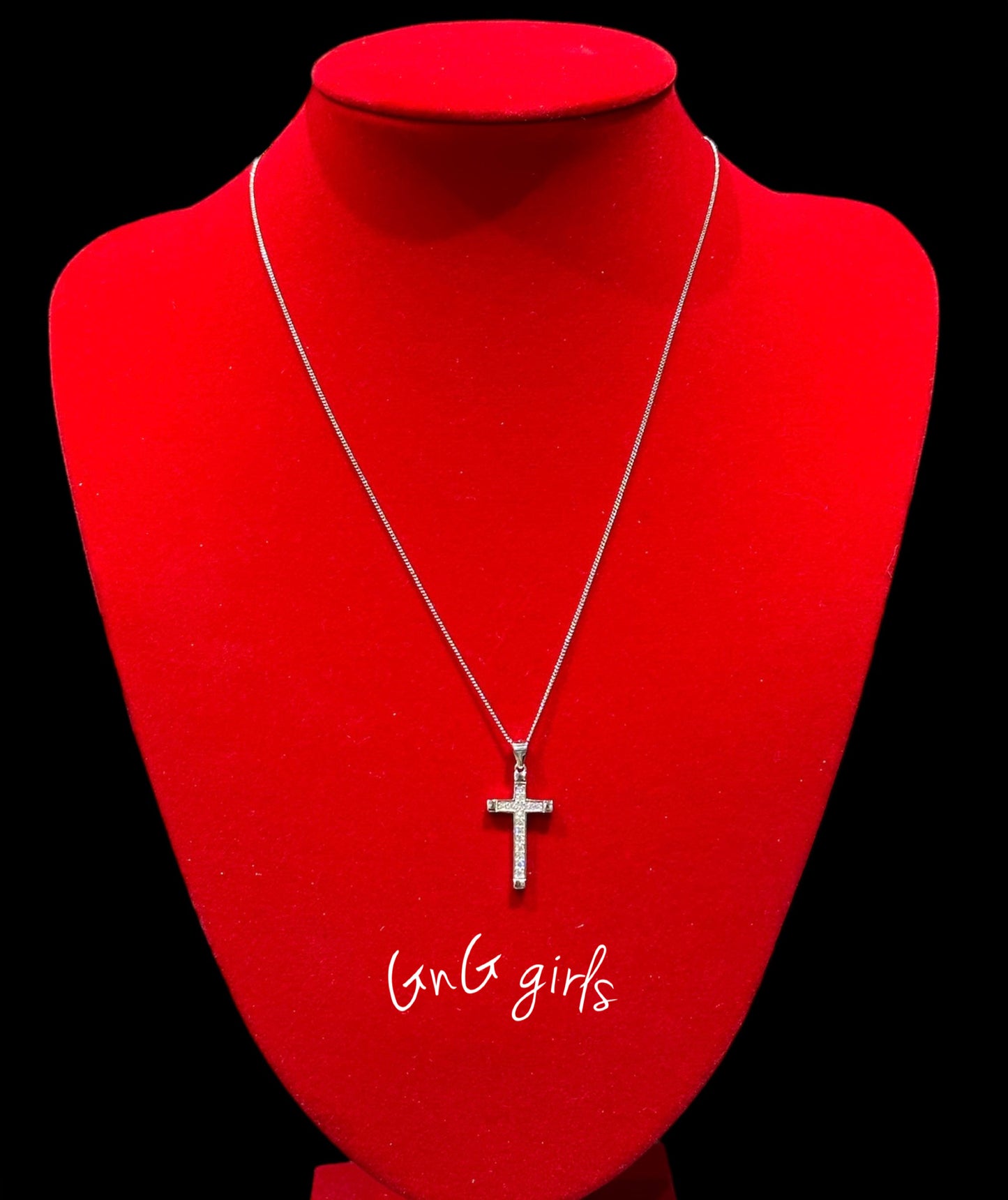 Sterling Silver Crystal Cross Necklace