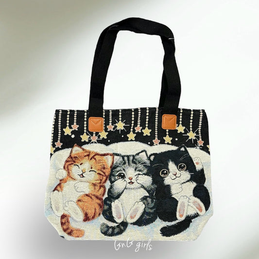 Trio Kitty Cat Tote Bag