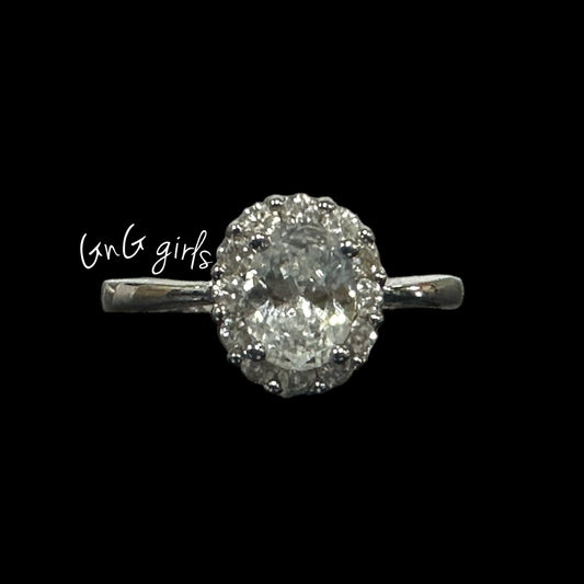 Oval Halo Ring Size U