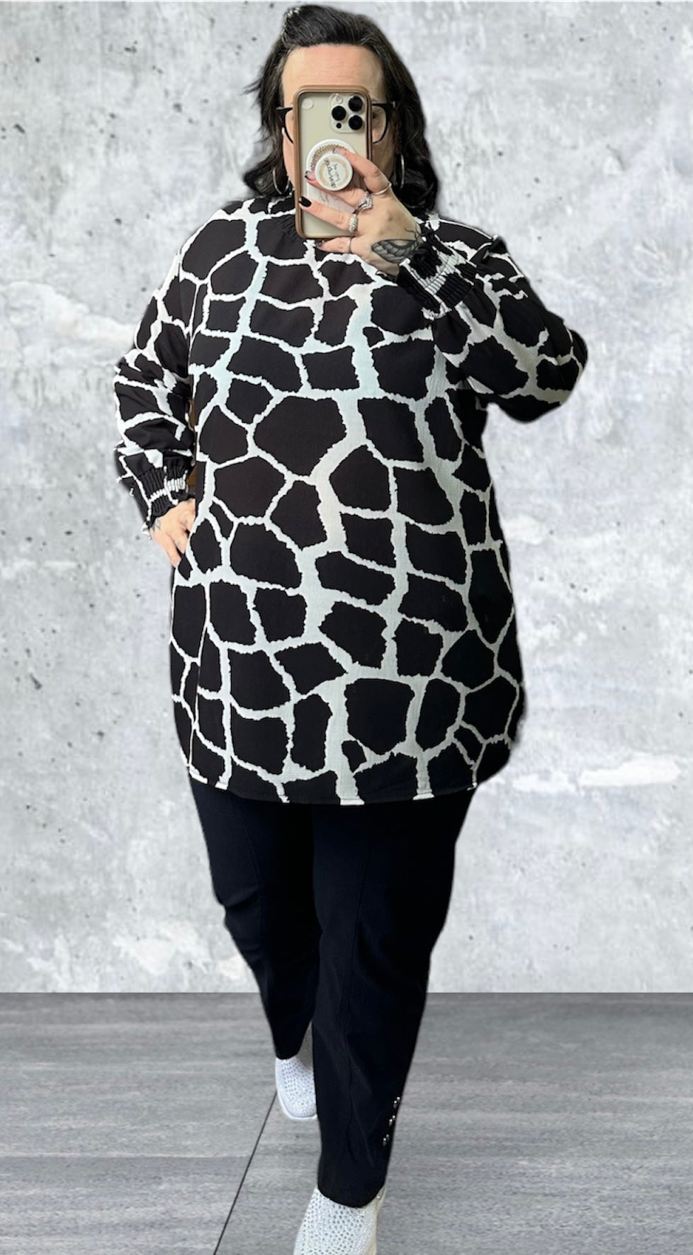 BB Rita Ruffle Neck Animal Print Blouse