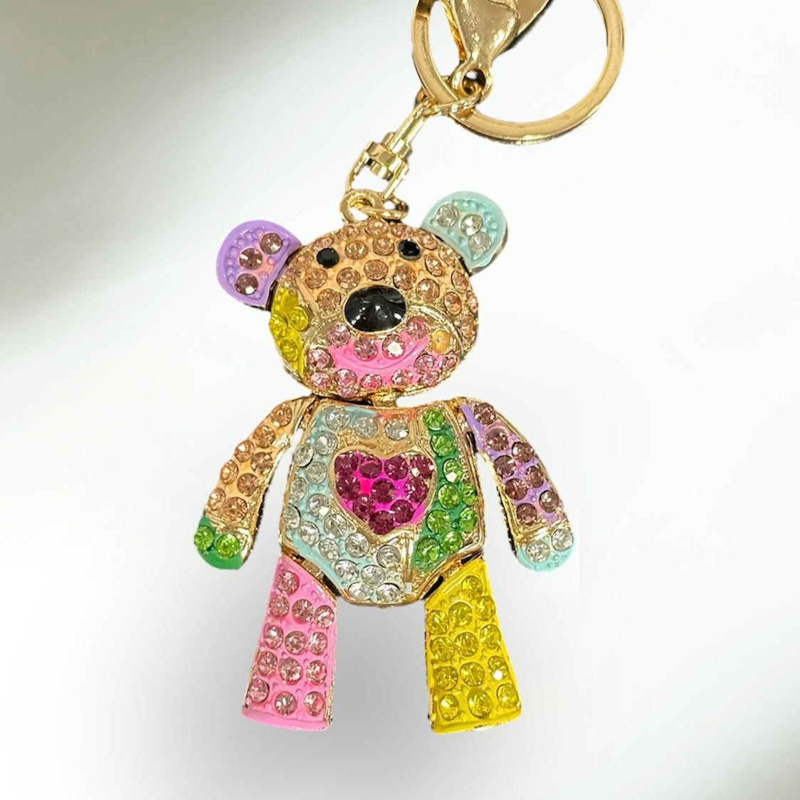 Charm Keyring Patchwork Teddy