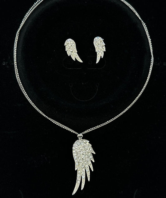 Angel Wings Necklace & Earring Set